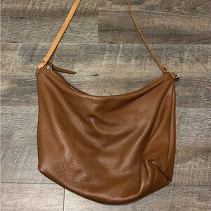 The Umbrella Collective Leather Shoulder Hobo Bag - Brown